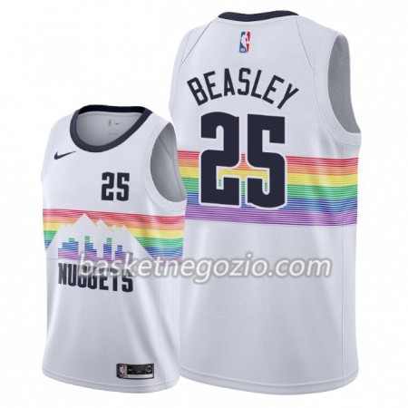 Canotte Uomo Denver Nuggets Malik Beasley 25 2018-19 Nike City Edition Bianco Swingman